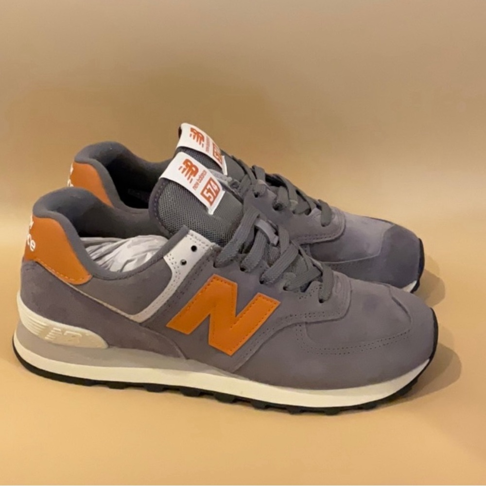 New Balance 574 grey and orange